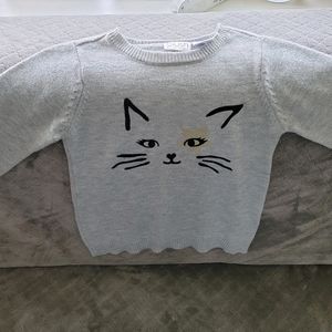 Blush by Us Angels Grey Cat Girls Sweater Pullover